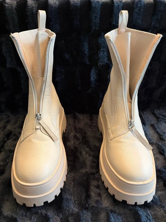 ASOS Public Desire Cream Combat Boots - Picture 3 of 16
